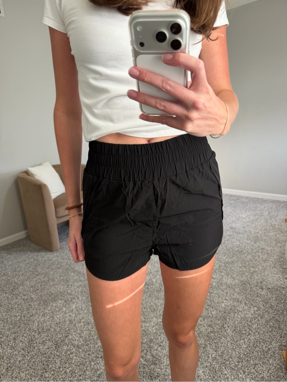Black Elastic-Waist Women’s Shorts